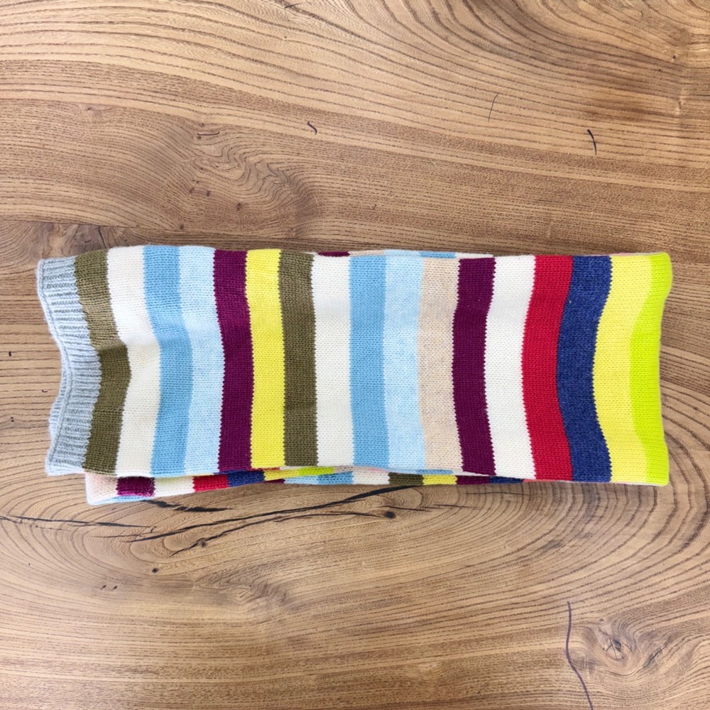 Gap Multi Color Striped Knit Scarf Long Winter RibbedBlueYellowRed Y2K Inspired